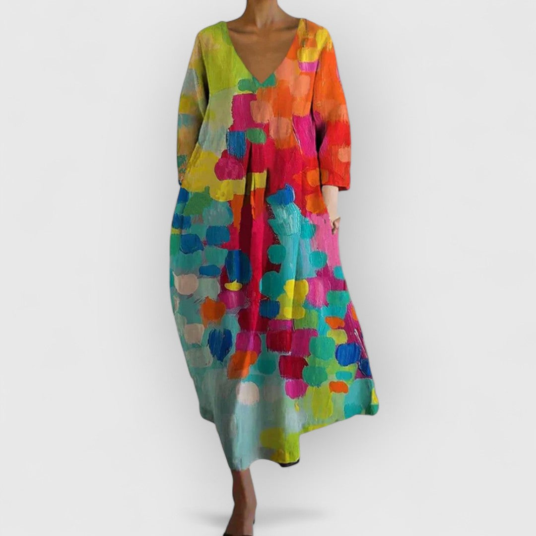 Anastasia | Colorful V-Neck Dress