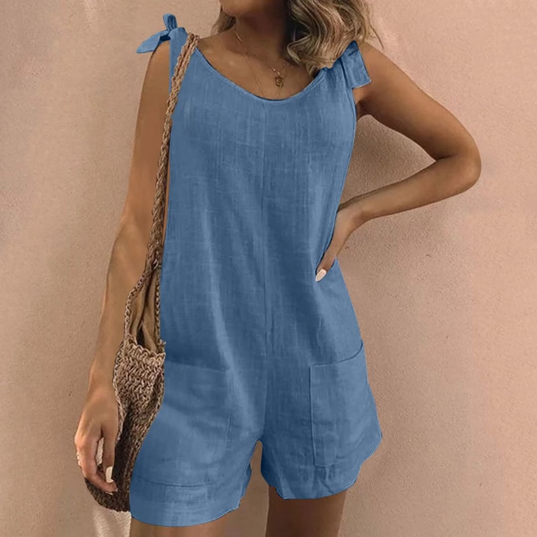 Xenia – Playsuit mit gebundenen Schultern und Taschen