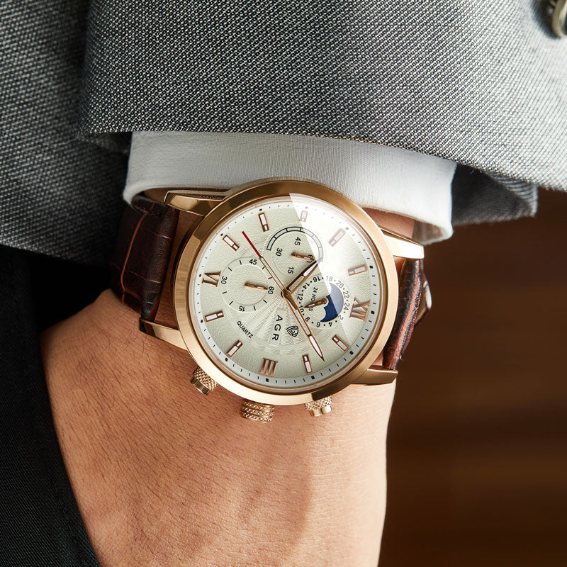 Luxurious Leather Quartz Watch