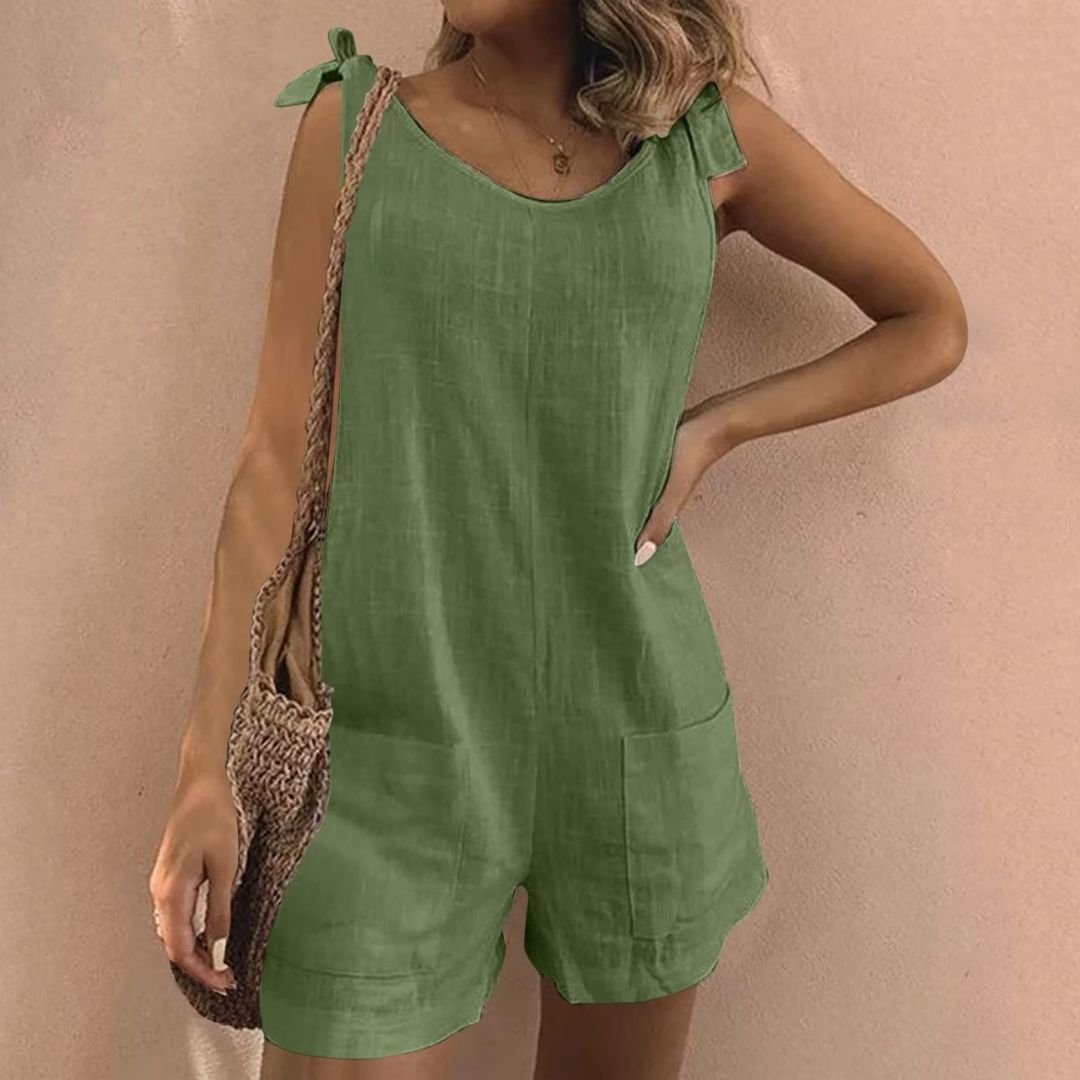 Xenia – Playsuit mit gebundenen Schultern und Taschen