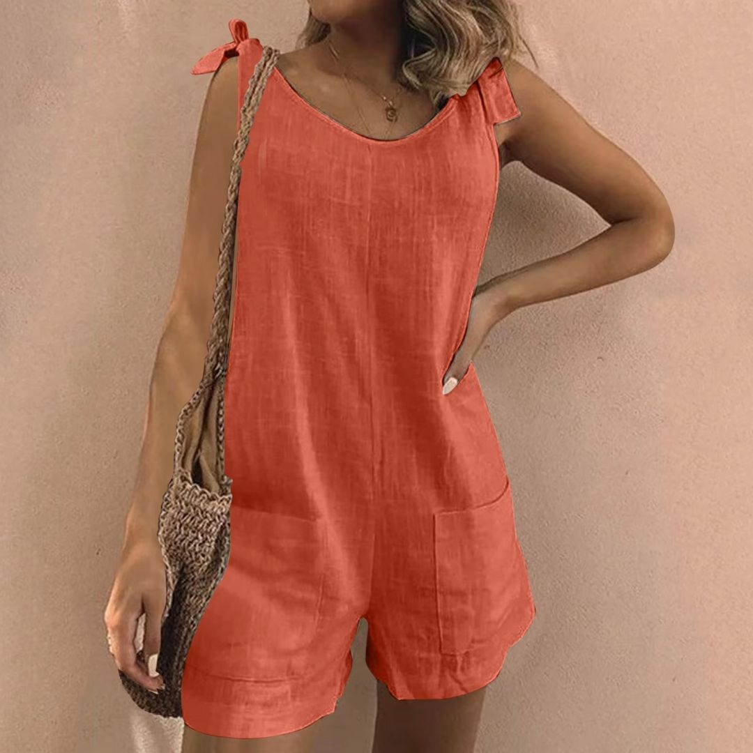 Xenia – Playsuit mit gebundenen Schultern und Taschen