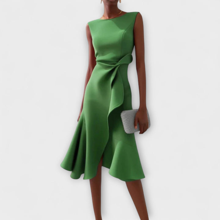 Sheila™ | Drapiertes asymmetrisches Midikleid