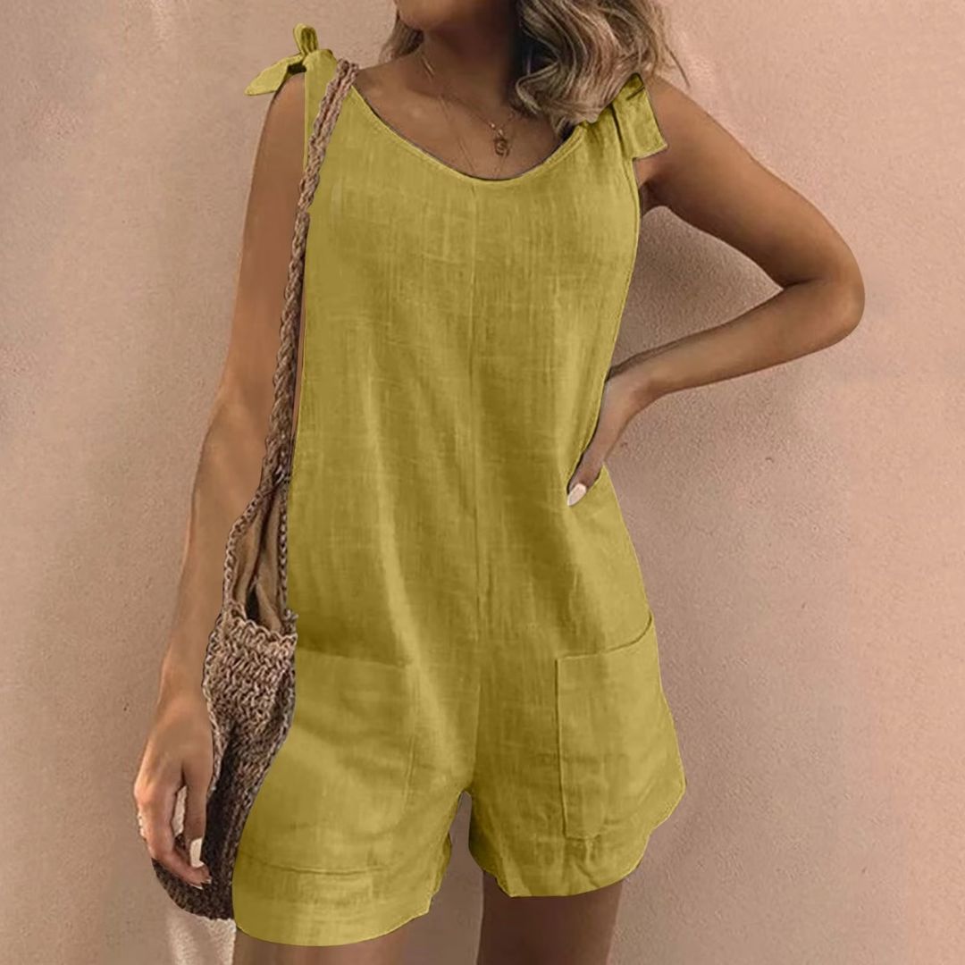 Xenia – Playsuit mit gebundenen Schultern und Taschen