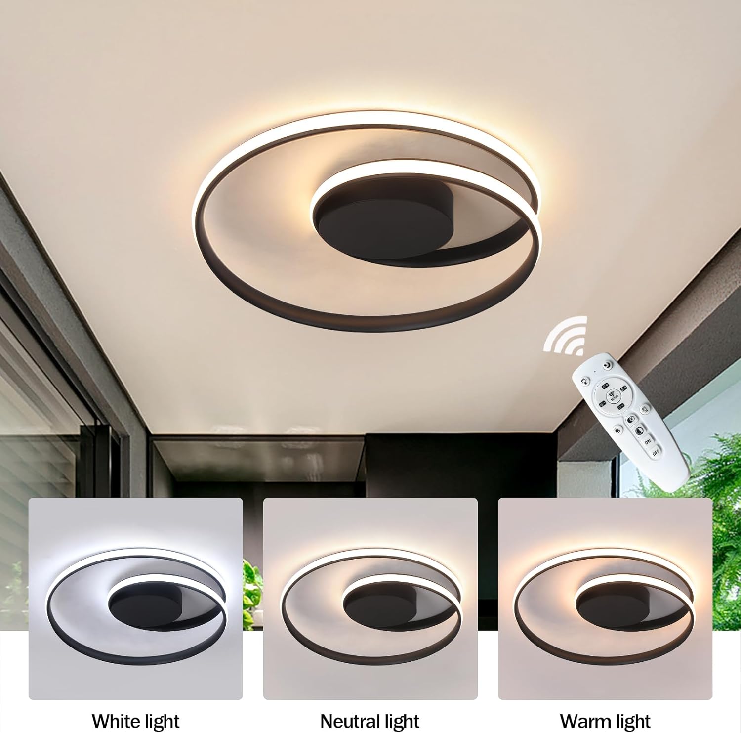 Dimmbarer Doppelring LED Deckenleuchte