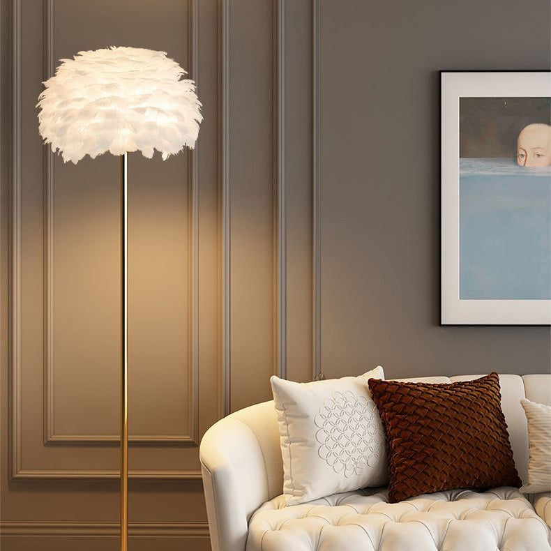 Nordische LED außen Stehlampe mit Feder- und Kristallschirm