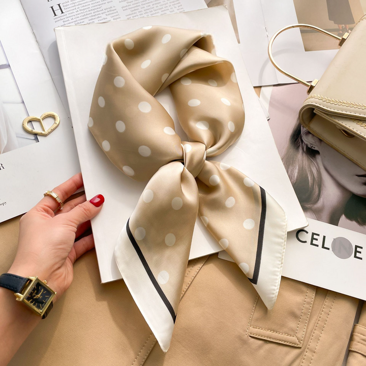 Pois Beige Foulard (100% Silk - 70cm)