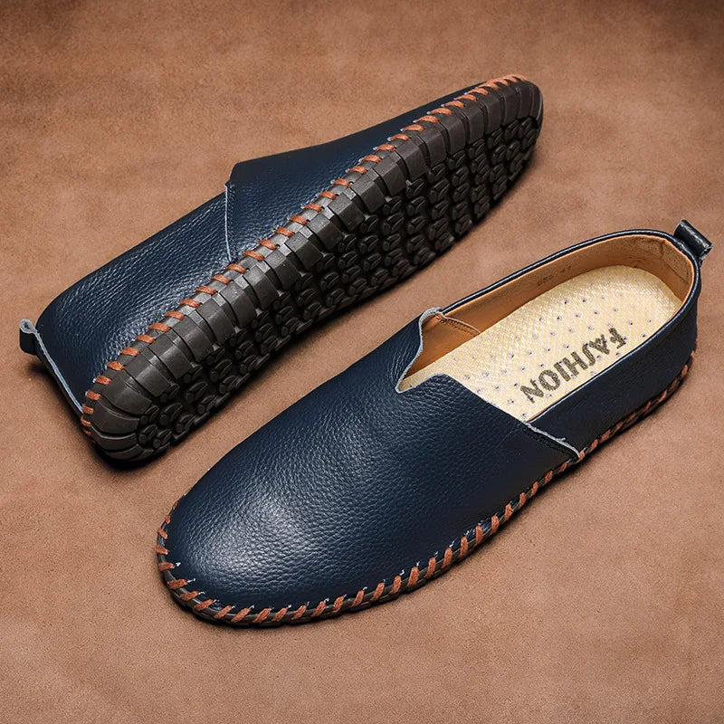 Large size men's casual shoes one pedal first layer cowhide lazy shoes leather shoes 48 yards 49 yards 50 yards