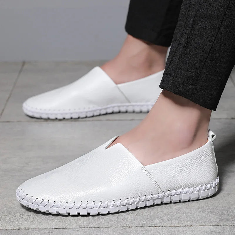 Large size men's casual shoes one pedal first layer cowhide lazy shoes leather shoes 48 yards 49 yards 50 yards