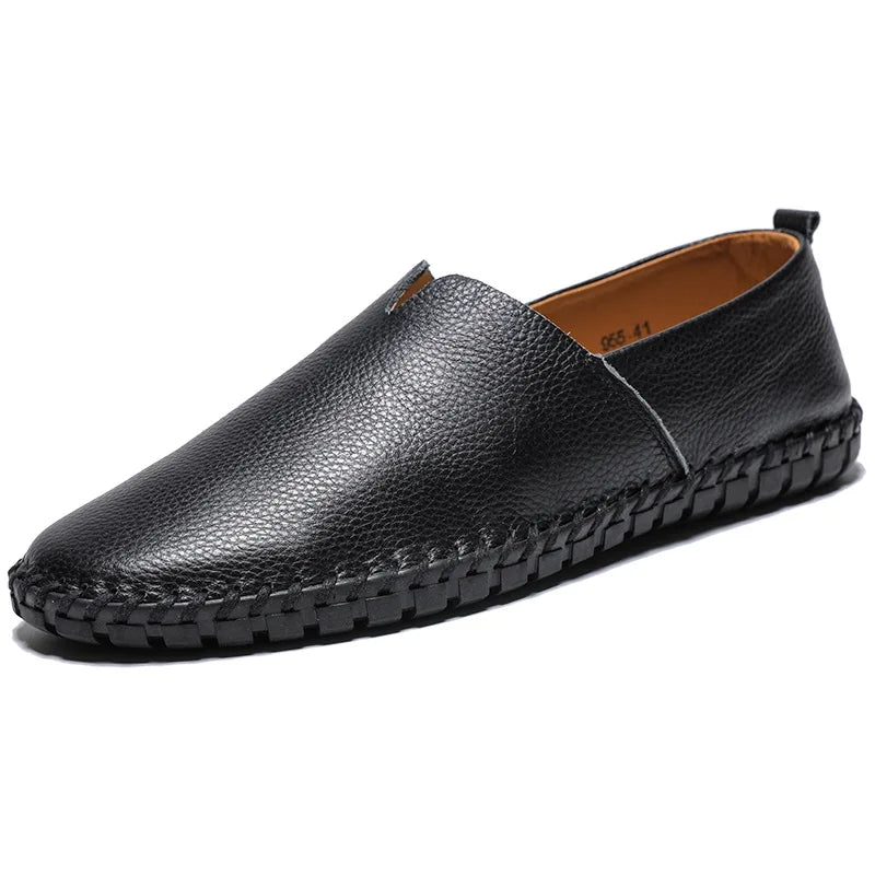 Large size men's casual shoes one pedal first layer cowhide lazy shoes leather shoes 48 yards 49 yards 50 yards