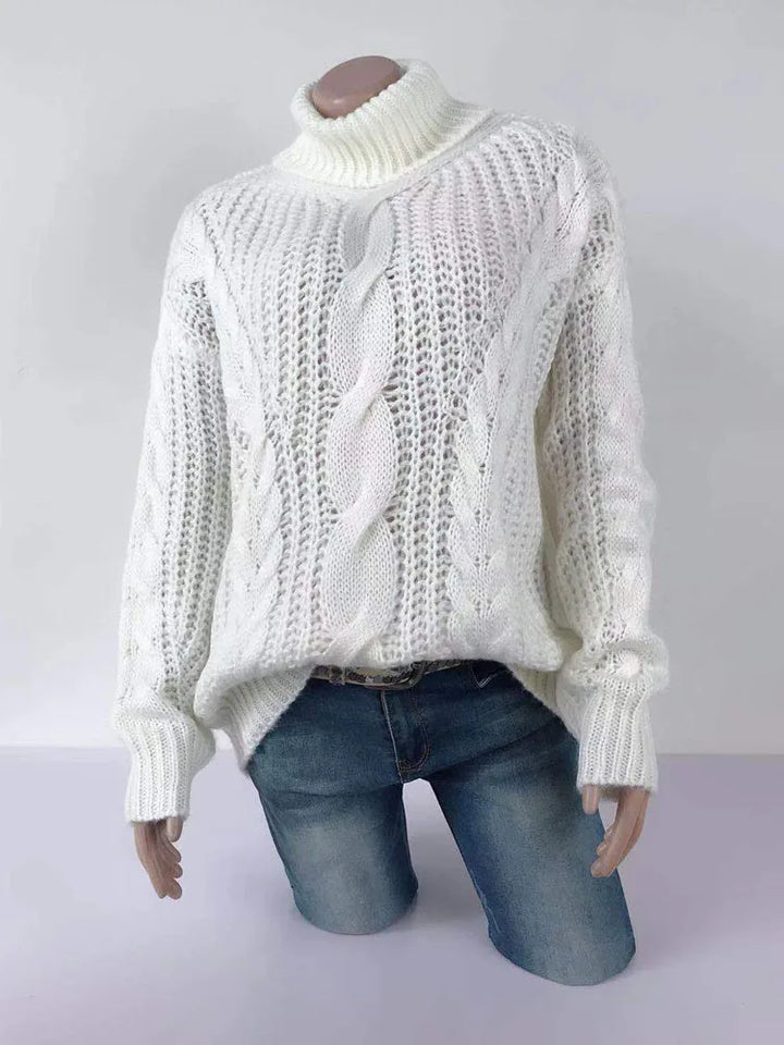 Autumn Warm Winter Turtleneck Long Lantern Sleeve Thick Twist Knot Knitted Pullover Sweater Coats PYZL-37
