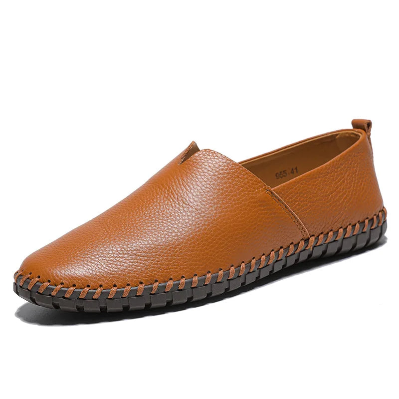 Large size men's casual shoes one pedal first layer cowhide lazy shoes leather shoes 48 yards 49 yards 50 yards