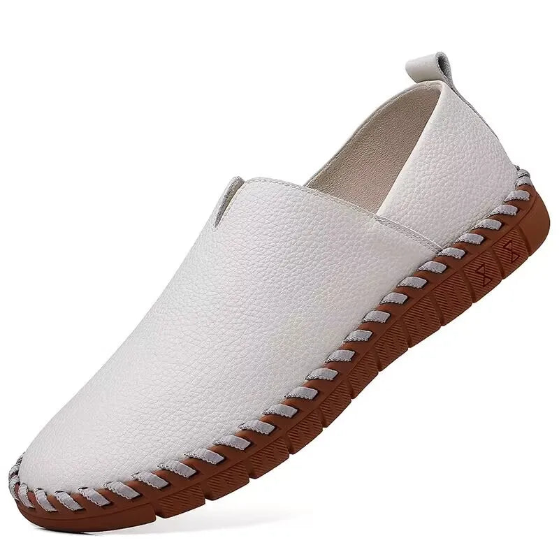 Men's Hand Stitched Genuine Leather Slip On Shoes Business Formal Occasion Wedding Party Footwear Leisure Official Board-Shoes