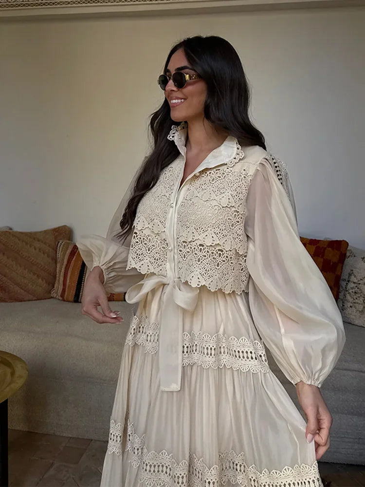 Lyna - Stickerei Maxi Kleid