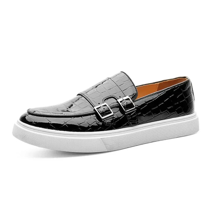 Men's Casual Shoes Embossed Leather Men Luxury British Style Penny Loafers Mens Slip-on Thick Sole Outdoor Flats New Arrival