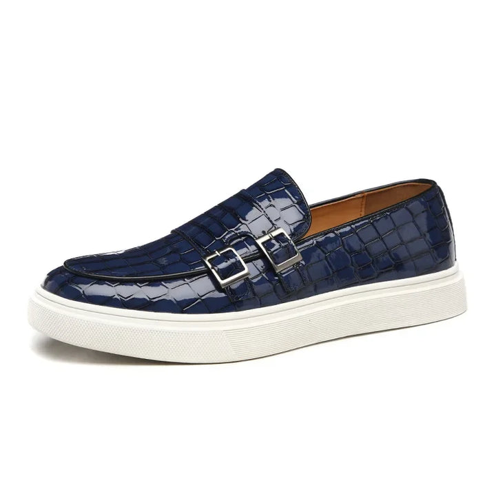 Men's Casual Shoes Embossed Leather Men Luxury British Style Penny Loafers Mens Slip-on Thick Sole Outdoor Flats New Arrival