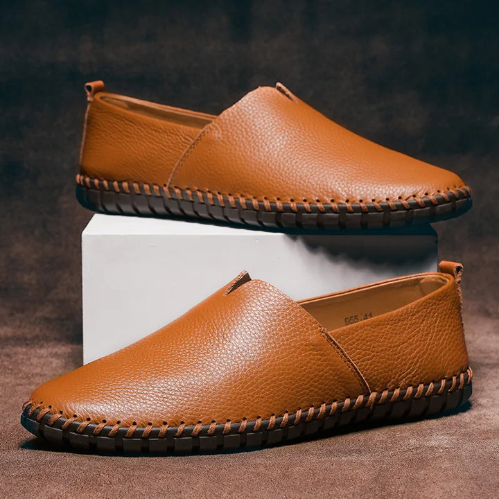Large size men's casual shoes one pedal first layer cowhide lazy shoes leather shoes 48 yards 49 yards 50 yards