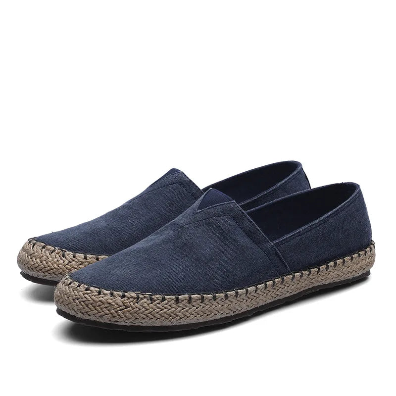 2025 spring and autumn high-quality espadrilles shoes men's flat canvas shoes hemp lazy flat shoes men's loafers driving shoes