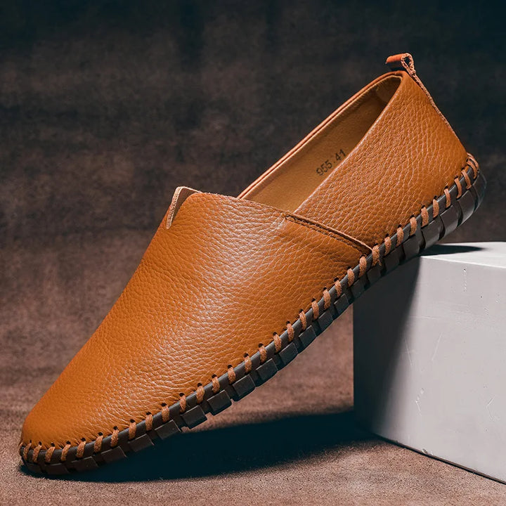 Large size men's casual shoes one pedal first layer cowhide lazy shoes leather shoes 48 yards 49 yards 50 yards