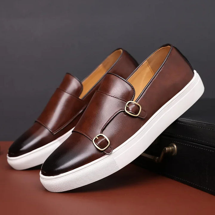 Men's Casual Shoes Embossed Leather Men Luxury British Style Penny Loafers Mens Slip-on Thick Sole Outdoor Flats New Arrival