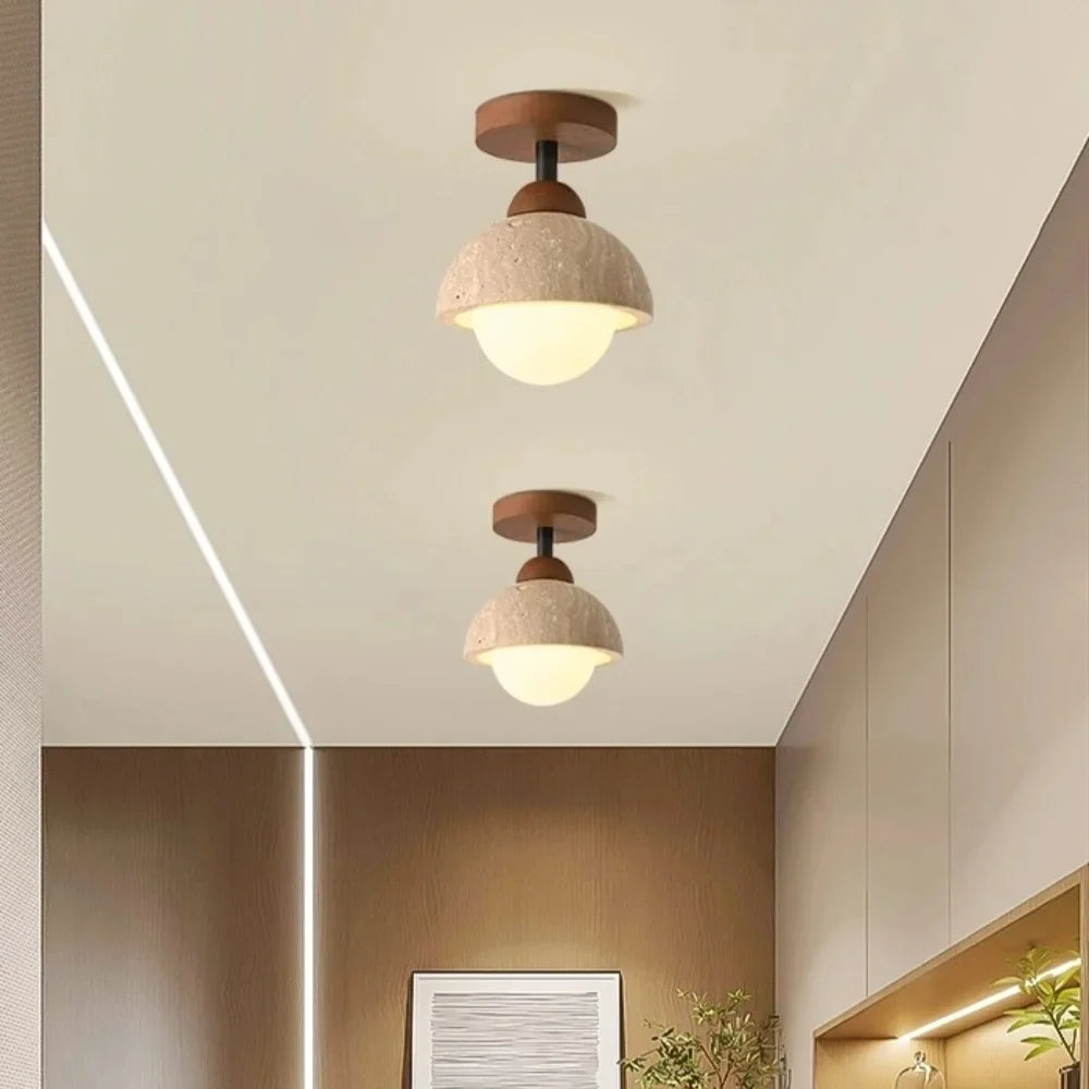 Natürliche Japandi Travertin Deckenleuchte