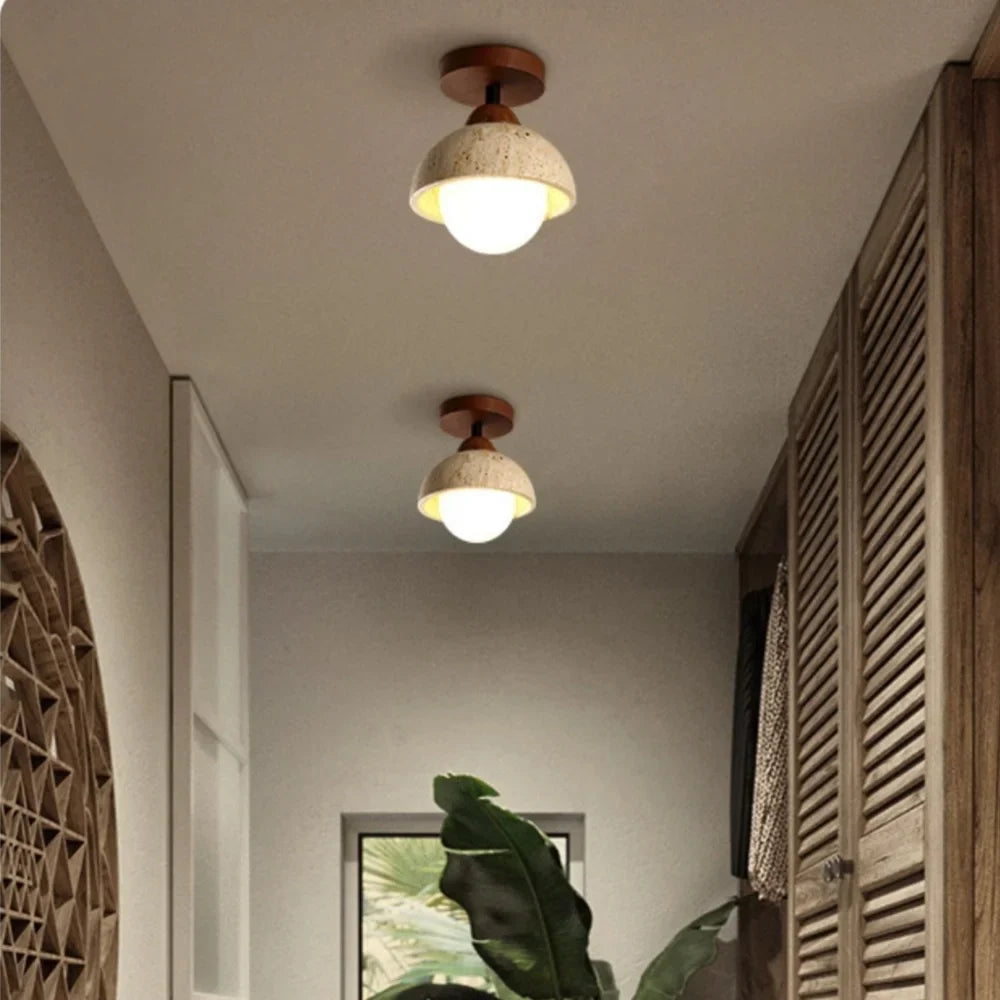 Natürliche Japandi Travertin Deckenleuchte