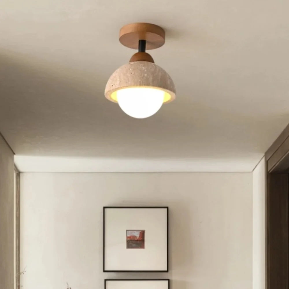 Natürliche Japandi Travertin Deckenleuchte