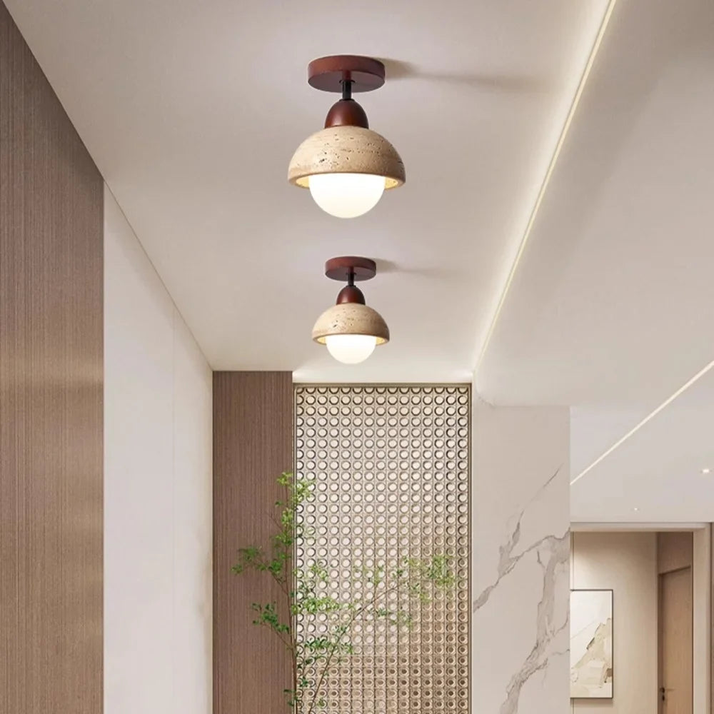 Natürliche Japandi Travertin Deckenleuchte