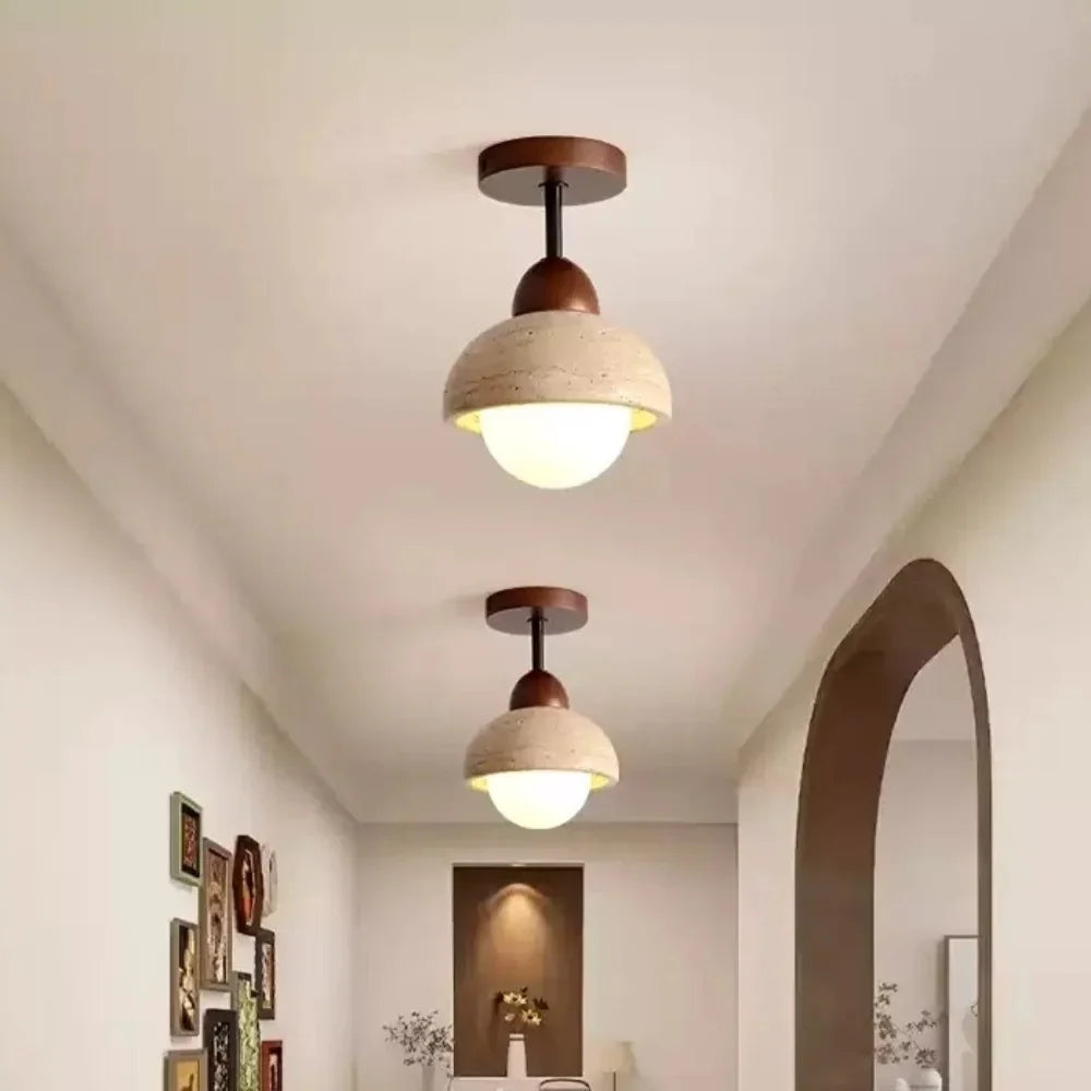 Natürliche Japandi Travertin Deckenleuchte