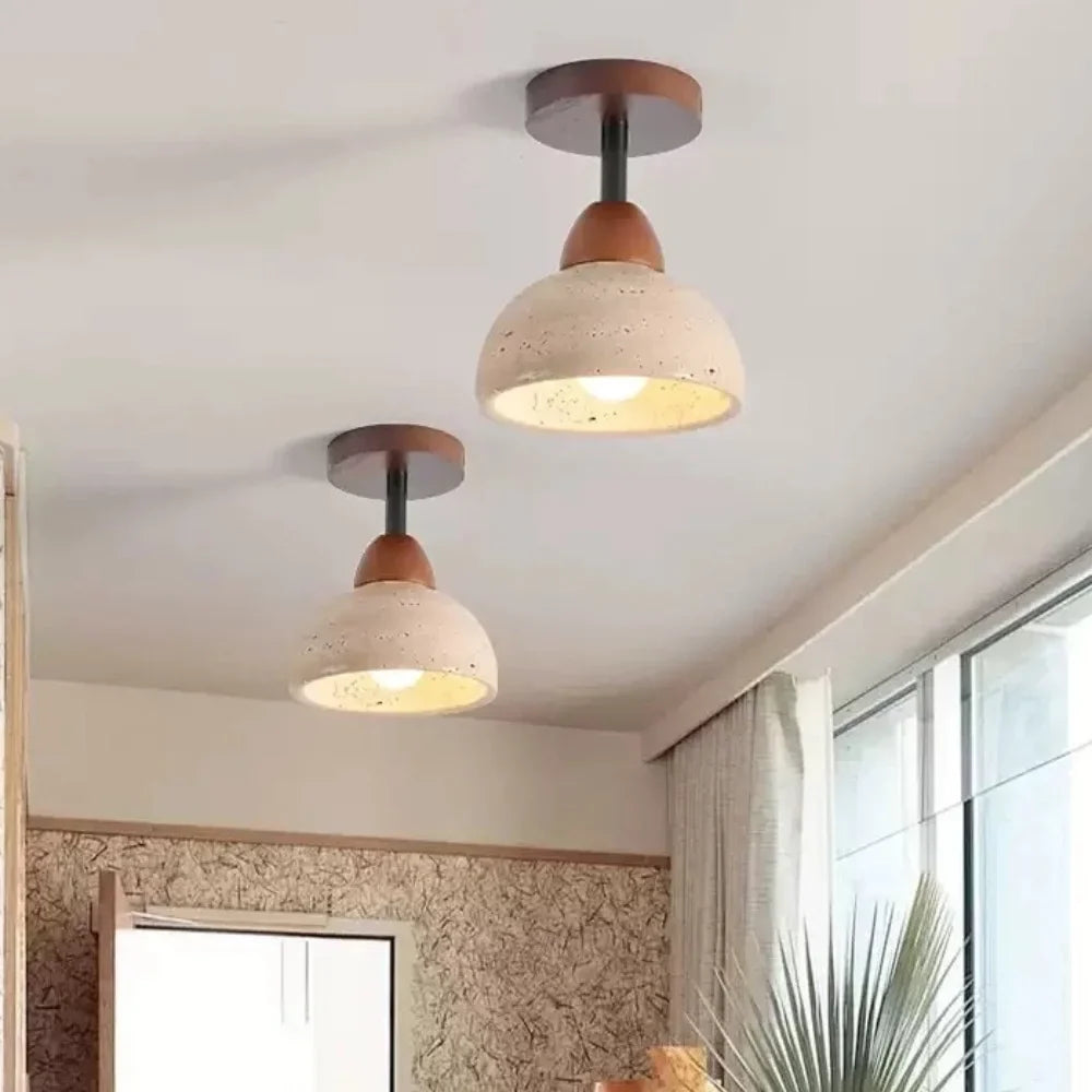 Natürliche Japandi Travertin Deckenleuchte