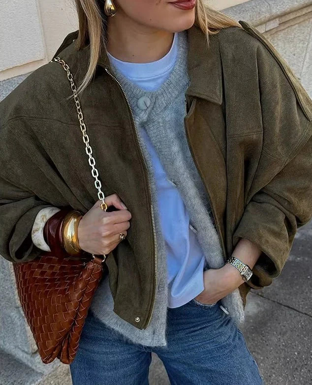 Anneliese™ - Suede Bomber Jacket