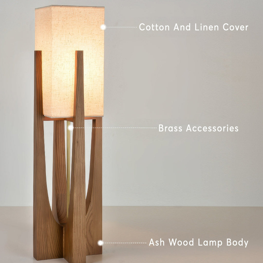 Japanische Walnuss Stehlampe im minimalistischen Holzdesign
