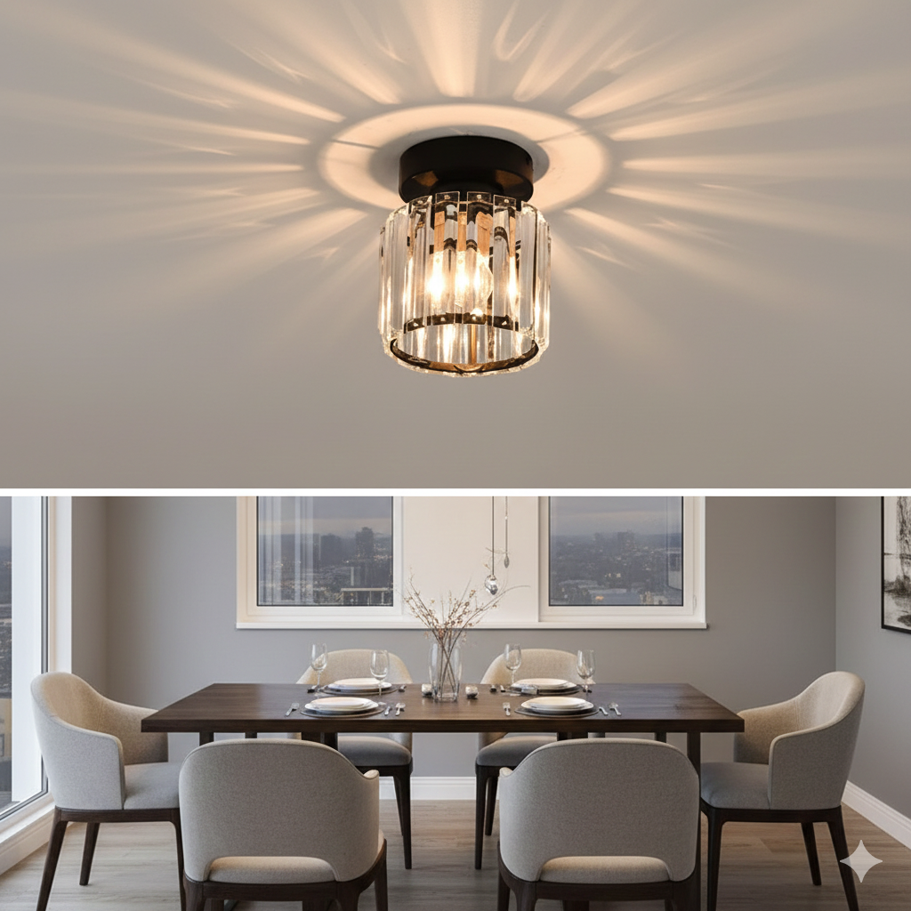 Schwarz Kristall Pendelleuchte